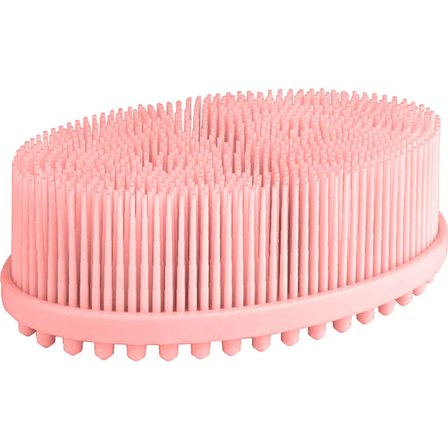 Silikonbadborste, Kroppsduschborste för våt och torr borstning, Mjuk Peelingmassageborste, Rosa