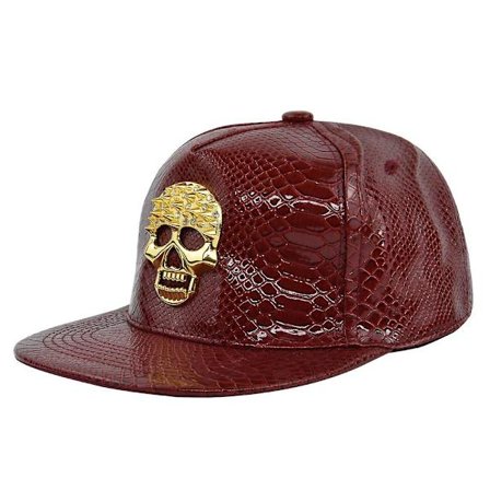 Hip-hop Hat Skull Flat Brim Baseball Cap Diamond Metal Label Personality Leather Brim Hat Truck Driver Hat Hip-hop Hat