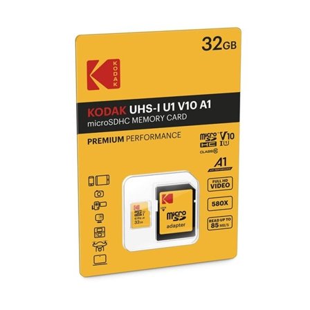 Kodak MicroSDHC 32 GB – UHS-I U1 Class 10 med SD-adapter
