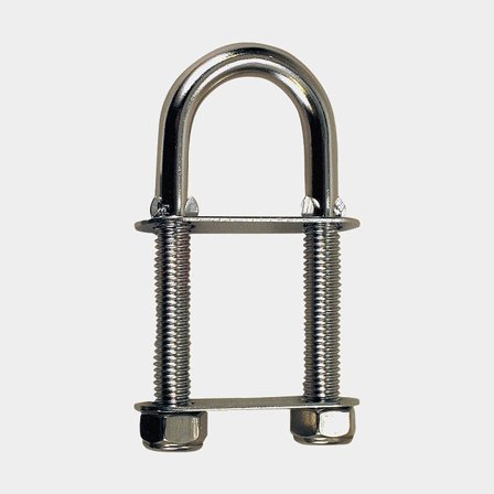 Argolla de proa con placa de cubierta Roca Bow Eye Standard, acero inoxidable electropulido AISI 304, en forma de U, M8 x 46 mm, 80 mm