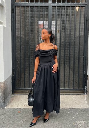 Bubbleroom Occasion Draped Off Shoulder Corset Midi Dress Klær