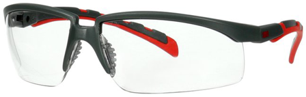 3M Solus 2000 Skyddsglasögon Grå/röd skalm, klar lins, Personligt skydd