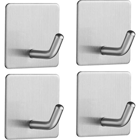 Klistremerker 4 stk rustfritt stål veggkroker ingen boring håndkleholder med stripe bad stue