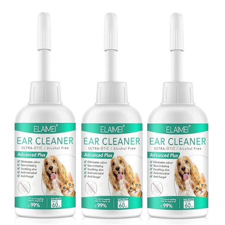 Ørerens for hunder, behandling av øremidd for hunder og katter, ørekluter, øredråper, ørerens for kjæledyr, behandling av øreinfeksjon