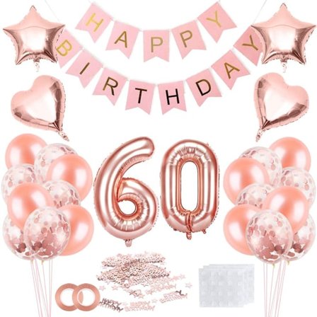 60-års bursdagsjenteballong, rosegull 60-ballong, 60 år gammel