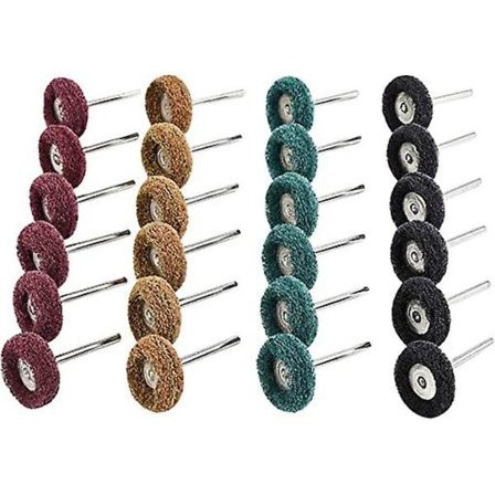 40 stk 25 mm slipeskive, poleringstilbehør til Dremel roterende verktøy - brun 80grit /grønn 150grit /rød 240grit /svart 300grit, skuring