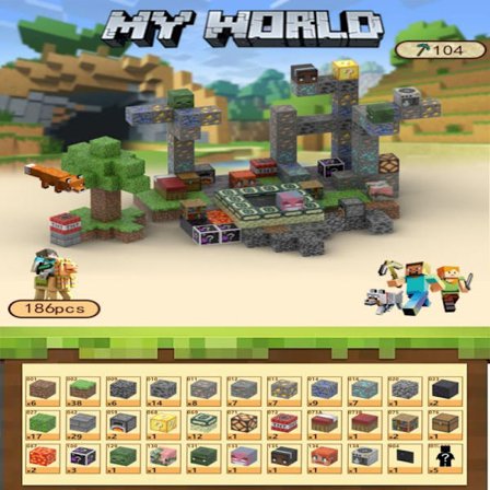 Minecraft byggeklodser, inklusive 186 stk. sekskantede magnetiske legetøj med 5 figurer