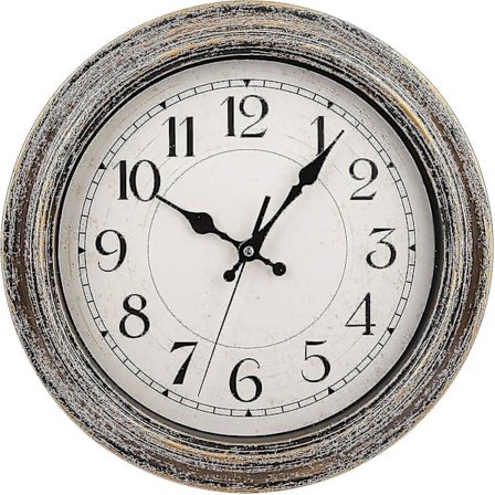 12-tommer retro vægur, vintage rundt dekorativt vægur, lydløst