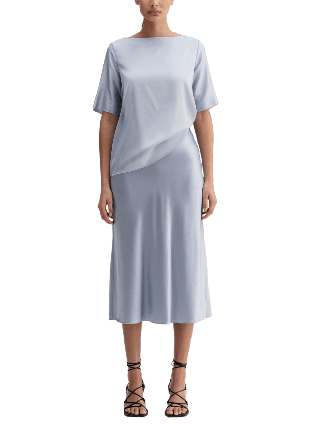 Ahlvar Gallery Hana satin silk skirt Kjolar Dam Blå XL