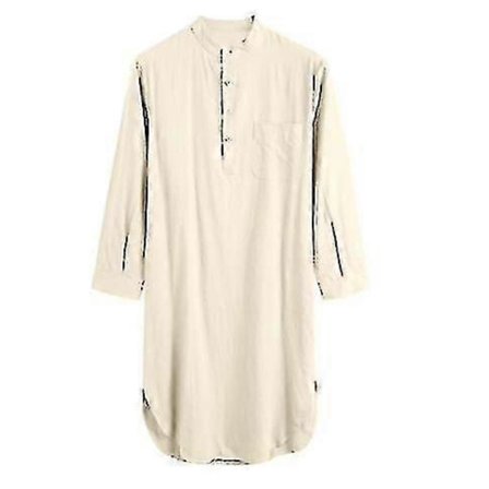 Miesten yöpaita puuvillasekoitetta, pitkähihainen, O-kaula-aukko, pehmeä, väljä yöasu, mukava yöpuku, yöpaidat