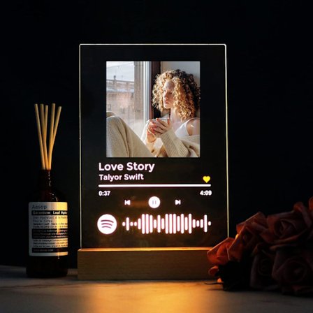 Personlig Plade, Musik Kode Ramme Tilpasset Sang Glaskunst, Voksen Skrivebordsdekoration Stue Sengeside Bryllupsgave Bedste Veninde Mors Dag