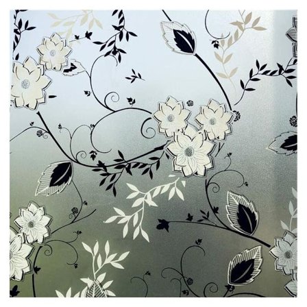 Integritetsfönsterfilm, Frostat Glasfilm, Anti-UV Fönsterklistermärke, 45cm x 200cm (Blomma)