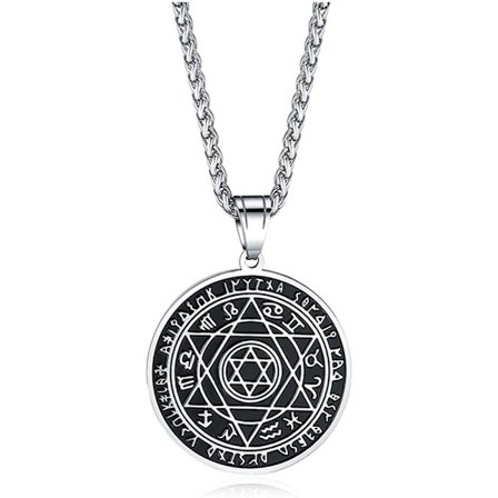 Talisman Salomons Sigill Sexspetsig Stjärna 12 Konstellation Davidsstjärna Salomon Hänge Rostfritt Stål Lyckotalismaner, Gratis Kedja 24"