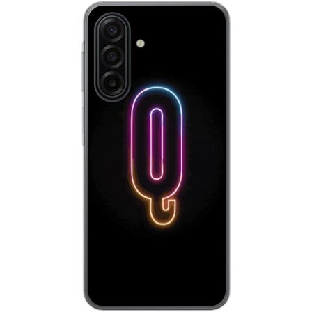 Kompatibelt Mobildeksel til Samsung Galaxy A17 5G Minimalistisk neonbokstav Q i skinnende farger mot mørk bakgrunn