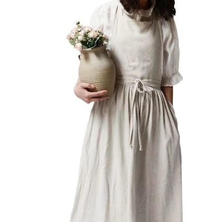 Kaksisuuntainen pitkä essu, naisten vyötäröessu, naisten essu taskuilla, naisten essu puuvillapellavaa