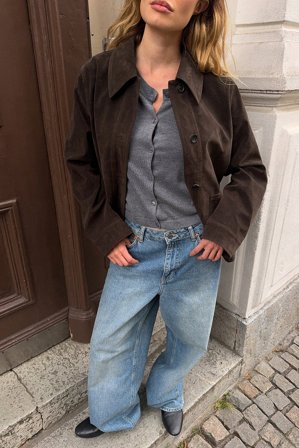 NA-KD Veste en faux daim à poche - Vestes en similicuir - Marron - EU 44