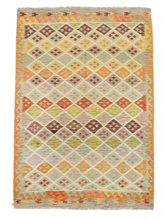 Orientalsk Kelim Afghan Old Style Teppe 175X246 Oransje/Gul Ull, Afghanistan