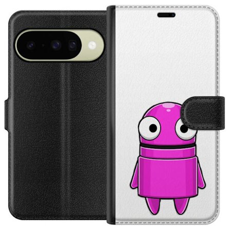 Kompatibelt Lommeboketui til Google Google Pixel 10 Rosa tegneseriefigur med rund form og store øyne på mørk bakgrunn