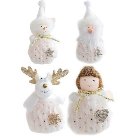 4 stk. Juleplys Hængende Pynt Julemand Snemand