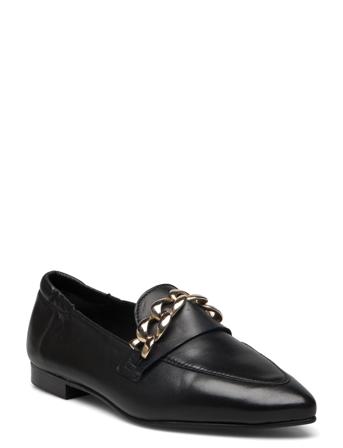 Biatracey Leather Chain Loafer Mokasiner Lave Sko Svart Bianco*Betinget Tilbud