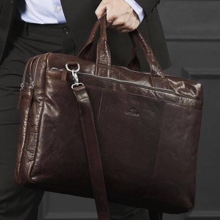Montreal XL Brown Leather Laptop Bag for Men - Leather bags