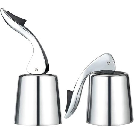 Sæt med 2 Champagnepropper, Genanvendelig Vinprop i Rustfrit Stål til Champagne Rødvin Vinsamling