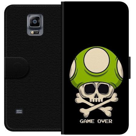 Kompatibel Tegnebogsetui til Samsung Samsung Galaxy Note 4 Spilmotiv med dødskalle og grøn svamp i retro gaming-stil med teksten game over