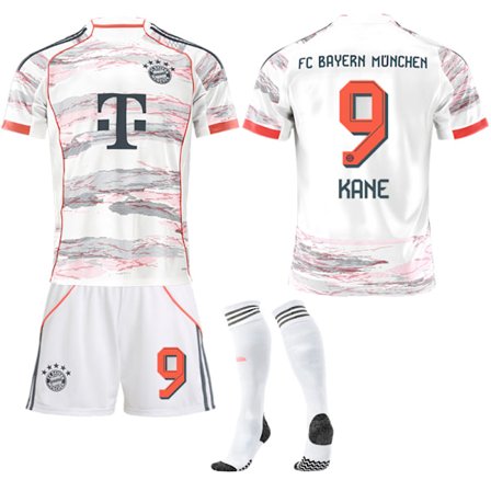 25-26 FC Bayern München Bortedrakt NR.9 KANE Drakter Sett Barn Voksen Fotballutstyr med Sokker