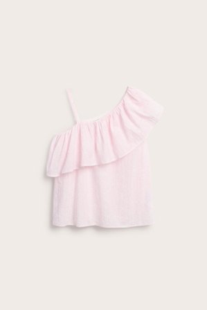 Kappahl | One shoulder-topp med volang Rosa 128 | Barn