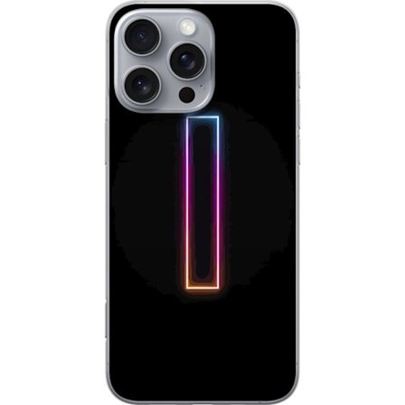Kompatibel Mobilcover til Apple Apple iPhone 16 Pro Max Minimalistisk neonbogstav I i regnbuefarver mod mørk baggrund