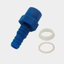 Liitäntänippa säiliöille CAN-SB, suora, 3/8", Ø10 / 12 mm, ohitusventtiilillä, sininen, muovi