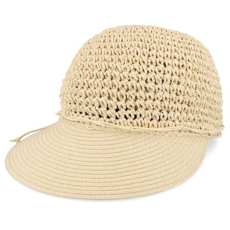 Seeberger - Beige Cap - Paper Crochet Cap With Big Visor Linen @ Hatstore