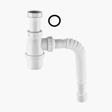 Vattenlås med flexslang 1½” (R40) x Ø 32/40 mm