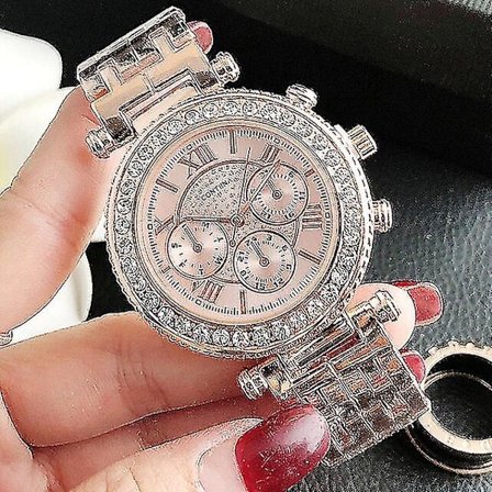 Ny mote luksus designer merke sølv klokker kvinner klokke damer rustfritt stål rhinestones kvarts klokke kvinne armbåndsur klokker
