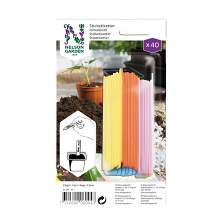Nelson Garden 6004 Klebeetikett plast, 4 farger, 4x 10 stk., Avling