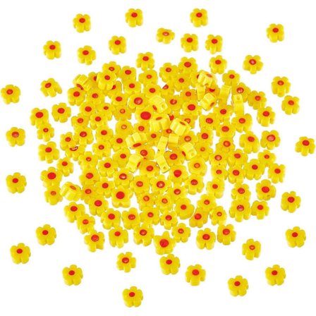 152 stk. Gule Blomster Perler Håndlavede Lampwork Perler Millefiori Glas Løse Perler til Smykkefremstilling Armbånd Halskæde Øreringe