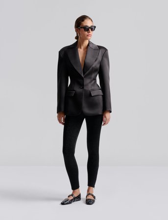 Malina Ella Tailored Peplum Blazer - Black - L