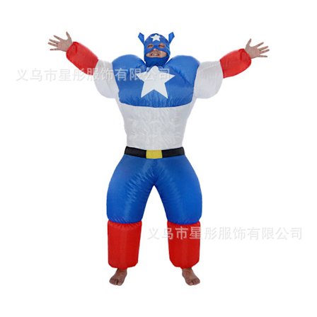 Oppblåsbar Halloween-drakt for Captain America klovneshow-drakt for kveldsforestilling Pikachu