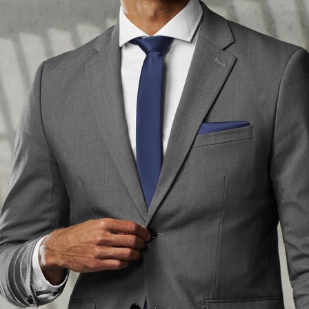 Ekstra Langt Marineblått 6cm Basic Slips for menn - Ensfargede slips