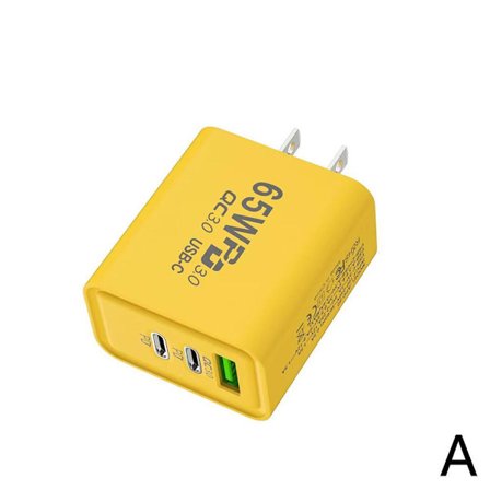 65W USB C Laddare Snabbladdning EU-kontakt PD USB-C Typ-C Snabbladdning yelllowA US-KONTAKT