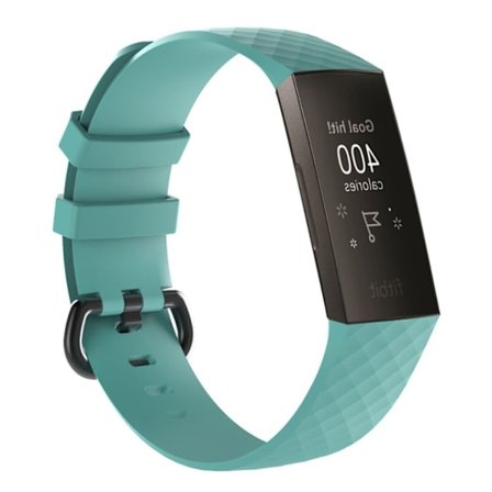 Fitbit Charge 3 joustava silikooni muovinen kellon vaihto ranneke metali soljella - Cyaani