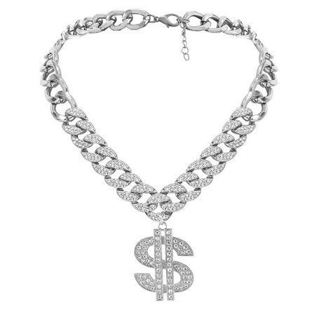Timanttiketju dollarimerkillä choker-kaulakoru kullattu hip hop -kaulakoru