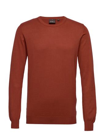 Custer Roundneck Strikkegenser M. Rund Krage Oransje Oscar Jacobson