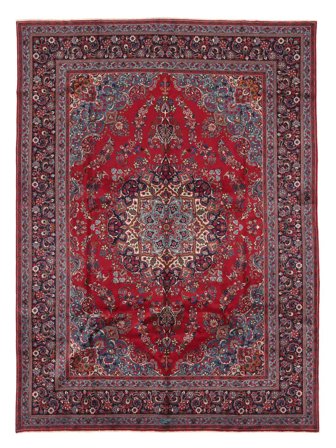 Håndknyttet Mashad 286X386 Ullteppe Mørk Rød/Svart Stort