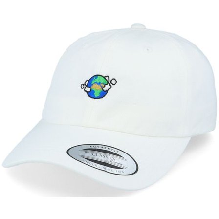 Iconic - Vit unconstructed Keps - Planet Earth White Dad Cap @ Hatstore