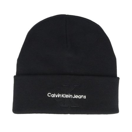 Calvin Klein - Svart cuff Beanie - Mono Logo Embro Beanie Black Cuff @ Hatstore