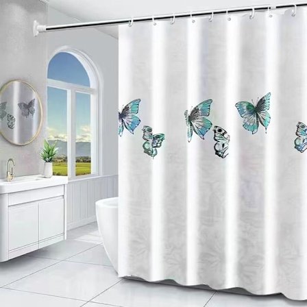 Vattentät Polyester Duschdraperi, Duschdraperi med Krokar, 180X180cm