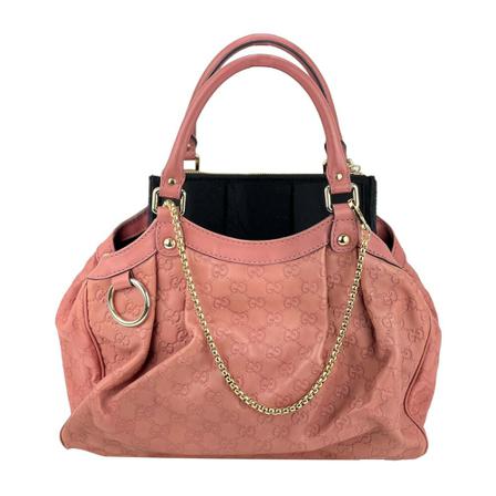 Gucci Vintage, Gucci Hand Bag GG Guccissima Sukey Medium Pink Leather Tote Added Insert ; Chain Preowned Roze, Dames, Maat:ONE Size,leer