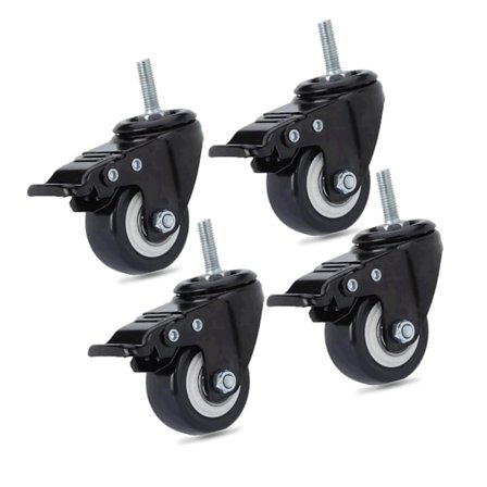 4 stk. Kontorstol Hjul M8 x 25mm Polyuretan Drejelige Hjul Max Belastning 240kg Udskiftning Drejelige Hjul med Bremse