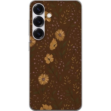Kompatibelt Mobilskal till Samsung Samsung Galaxy S25 Bruna blommor retro blommönster blommig design 70-tals vintagestil mönster bohemisk tapetinspi